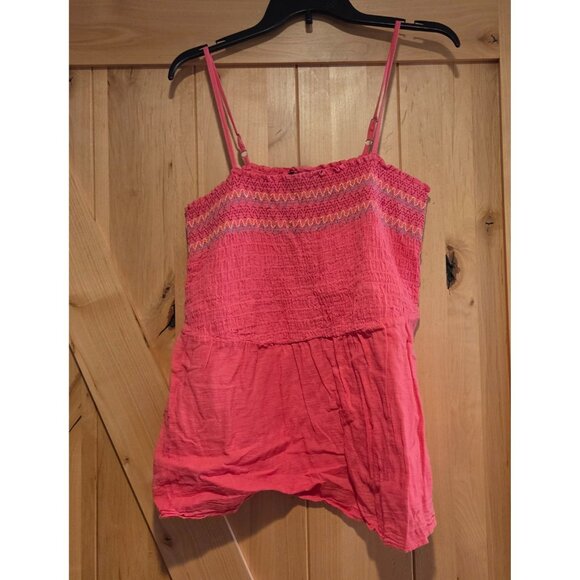 Lane Bryant Smocked Pink Classic Square Neck Embroidered Tank Top - Size 18 - Picture 1 of 12